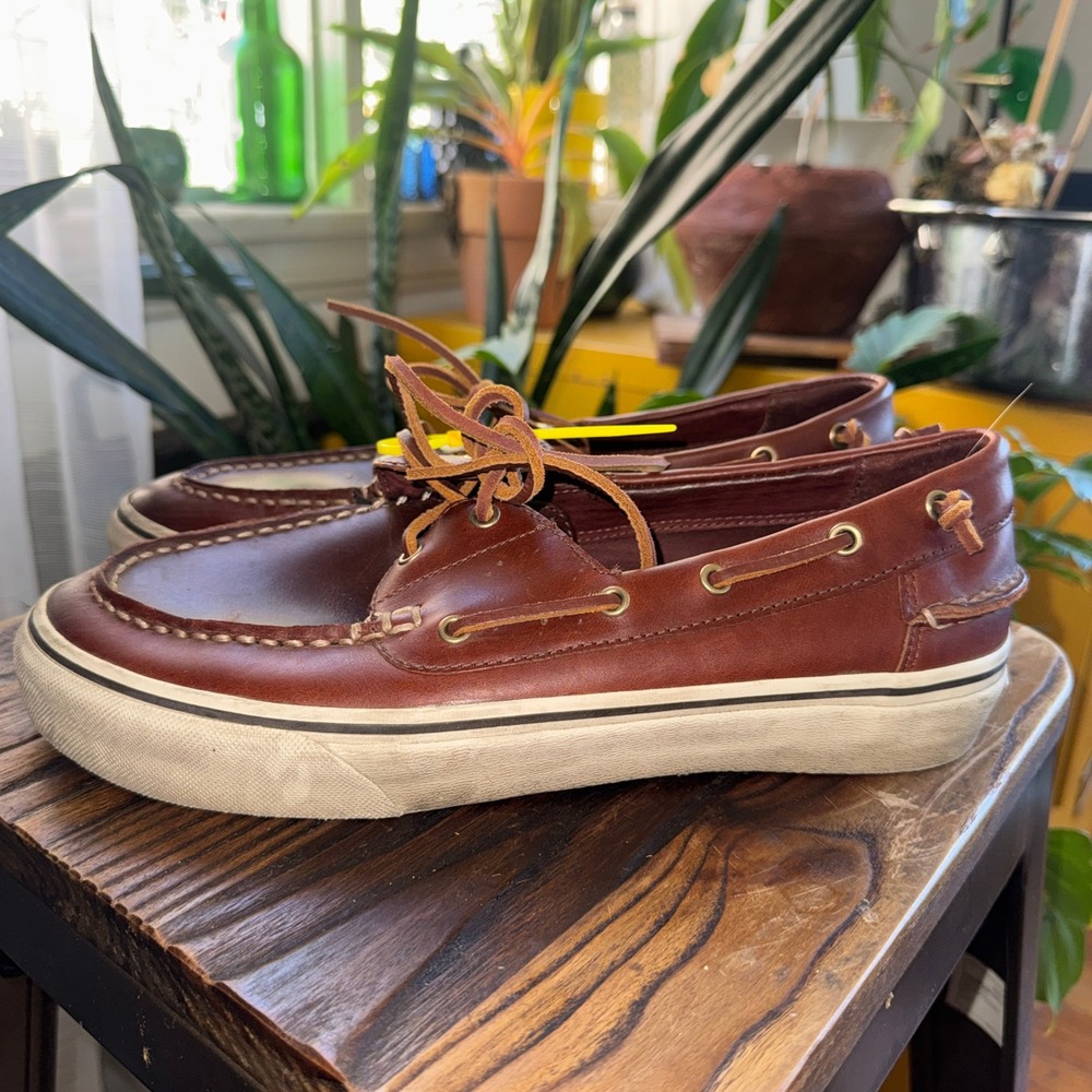 Polo Ralph Lauren Keaton Boat Shoes Mens 10 Brown Leather Loafers Deck Sneaker